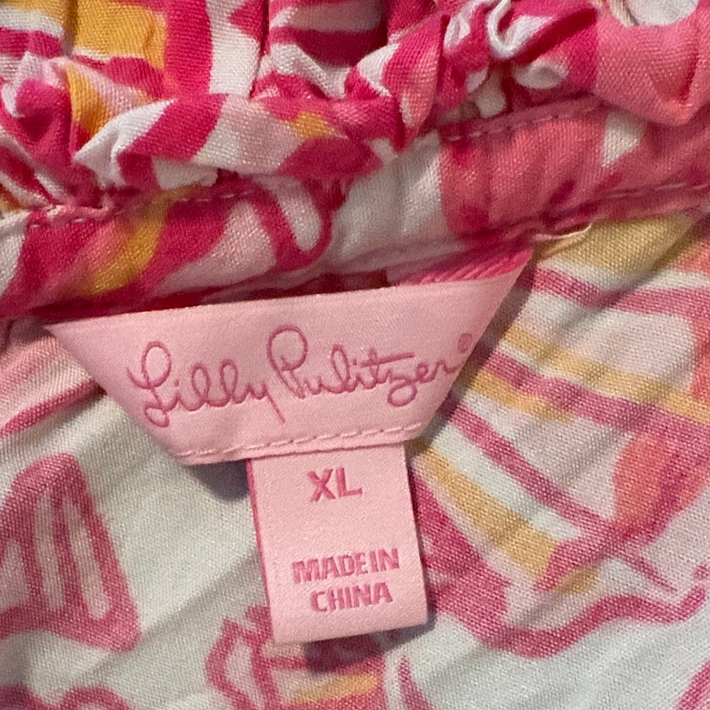 Lilly Pulitzer xl off the Shoulder Pink Shell-Pattern Casual Dress excellent - Picture 5 of 7
